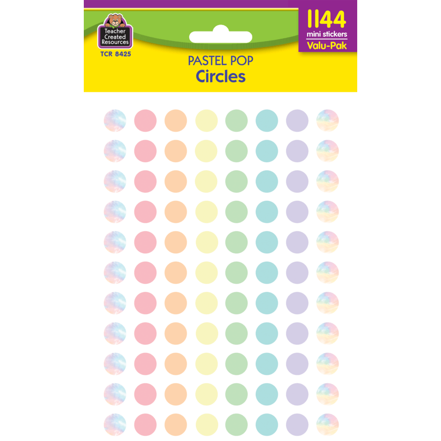 Pastel Pop Circles Mini Stickers Valu-Pak-Stickers-Tools 4 Teaching-Classroom Decor and More