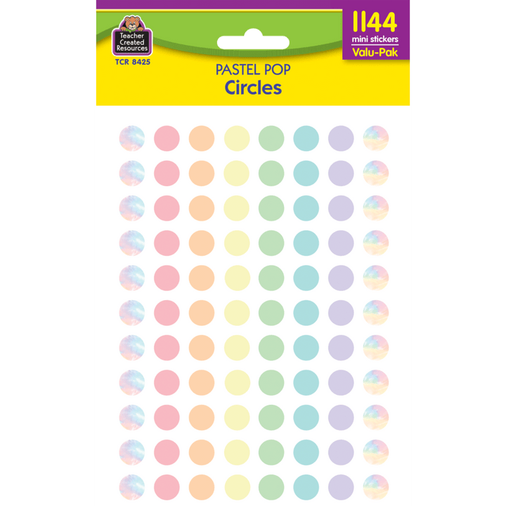 Pastel Pop Circles Mini Stickers Valu-Pak-Stickers-Tools 4 Teaching-Classroom Decor and More