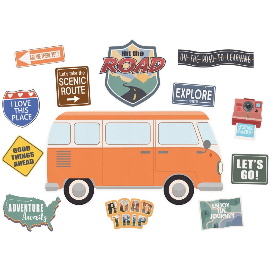 Moving Mountains Road Trip Hit the Road Bulletin Board-Bulletin Board Sets-Tools 4 Teaching-Classroom Decor and More
