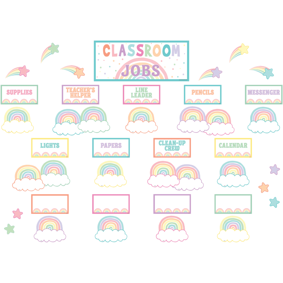 Pastel Pop Classroom Jobs Mini Bulletin Board-Mini Bulletin Boards-Tools 4 Teaching-Classroom Decor and More