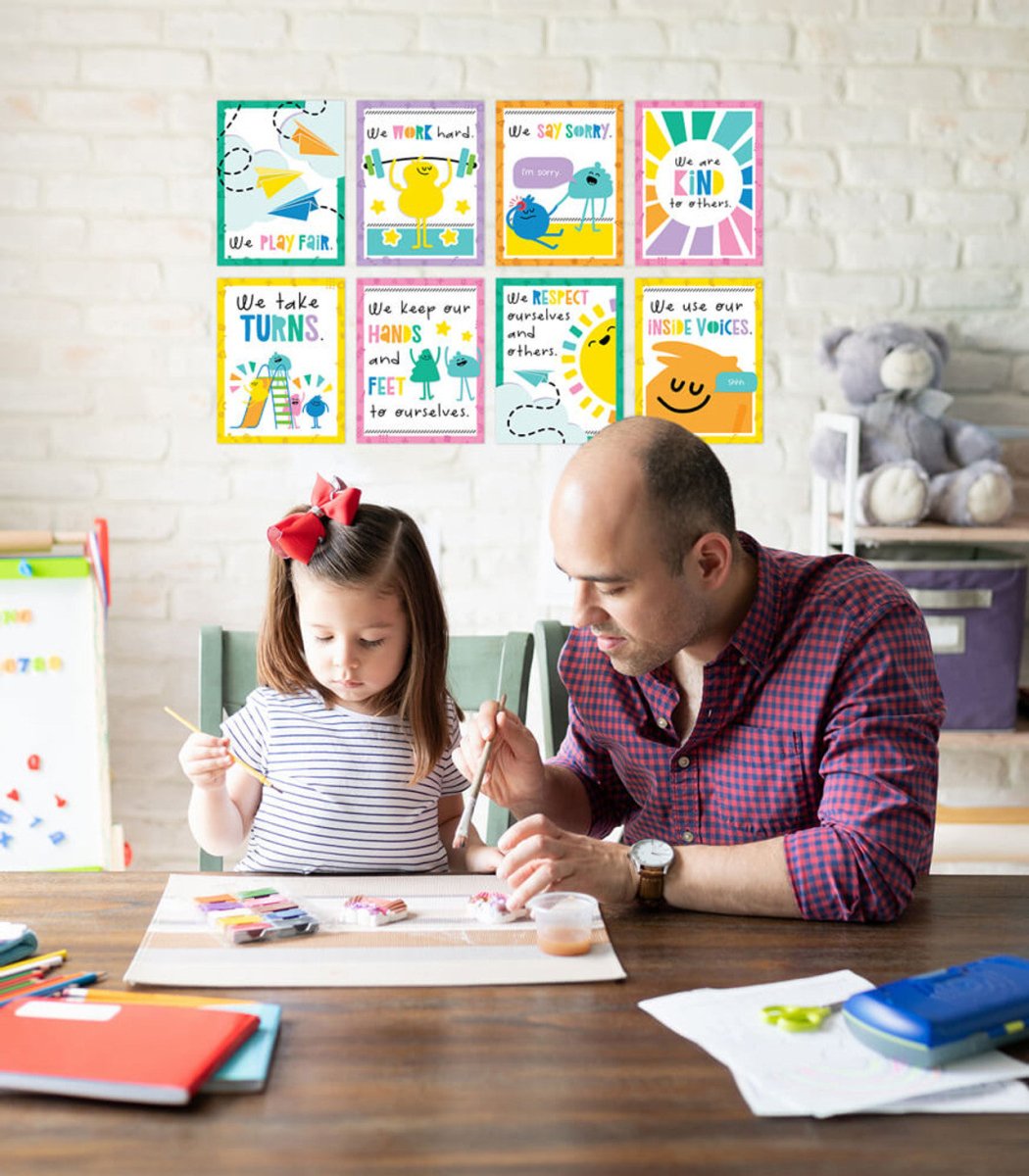 Happy Place Mini Posters: Rules for a Happy Class Poster Set-Posters-Tools 4 Teaching-Classroom Decor and More