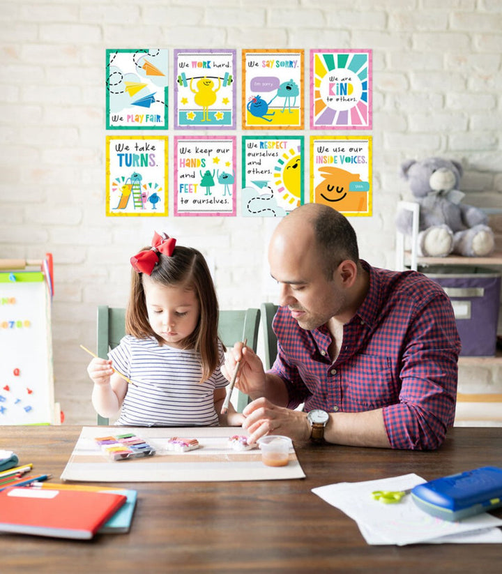 Happy Place Mini Posters: Rules for a Happy Class Poster Set-Posters-Tools 4 Teaching-Classroom Decor and More