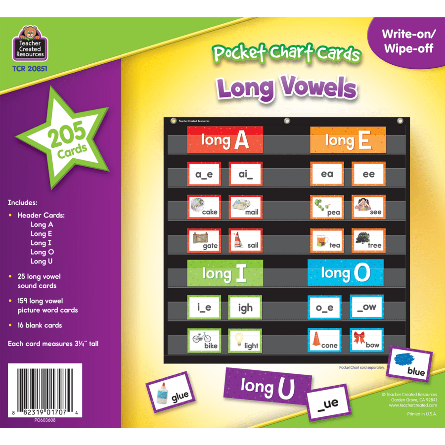 Long Vowel Pocket Chart Cards-Pocket Charts-Tools 4 Teaching-Classroom Decor and More