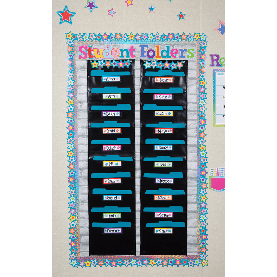 Black 10 Pocket File Storage Pocket Chart-Pocket Charts-Tools 4 Teaching-Classroom Decor and More