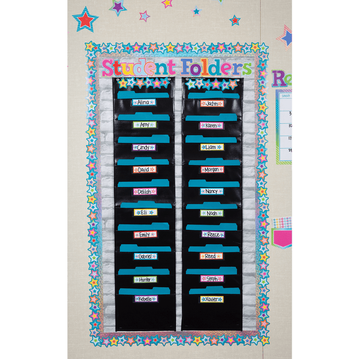Black 10 Pocket File Storage Pocket Chart-Pocket Charts-Tools 4 Teaching-Classroom Decor and More