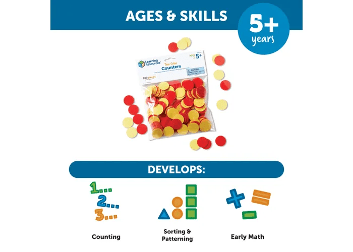 Red & Yellow Counters, Set of 200-Numbers, Counting & Sorting-Tools 4 Teaching-Classroom Decor and More