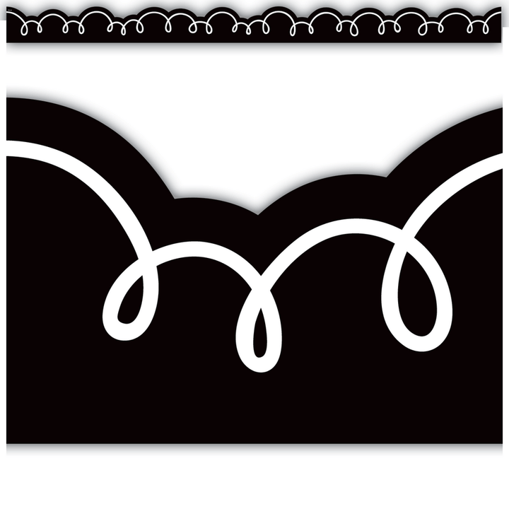 Black with White Squiggles Die-Cut Border Trim-Borders-Tools 4 Teaching-Classroom Decor and More