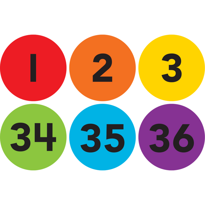 Spot On Carpet Markers Numbers 1-36 - 4"-Classroom Essentials-Tools 4 Teaching-Classroom Decor and More