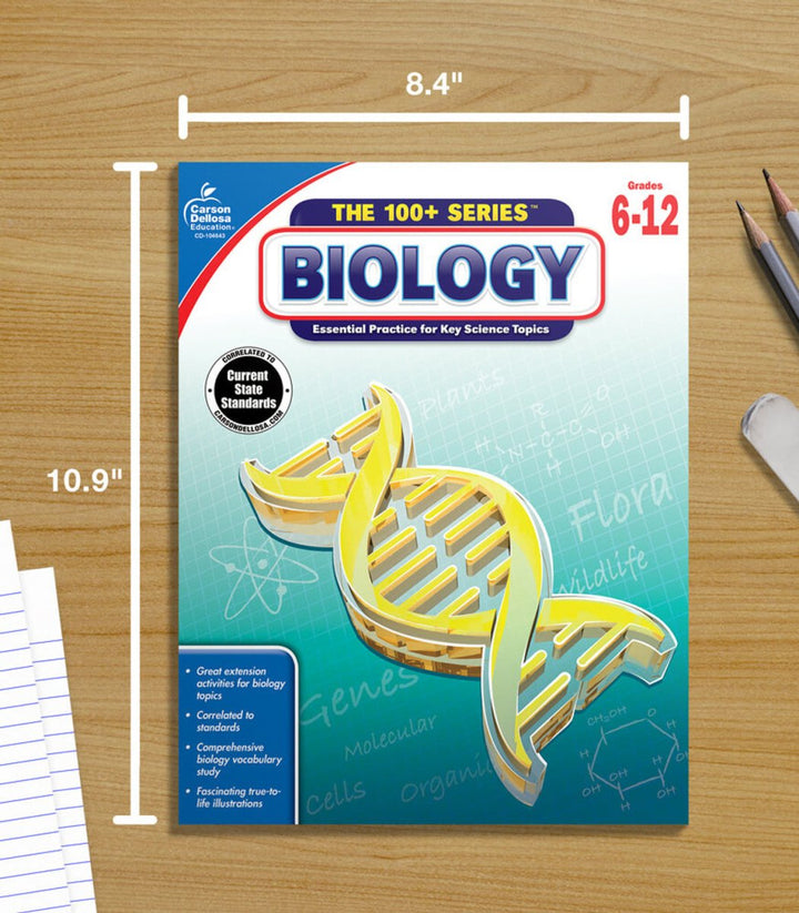The 100+ Series™: Biology Workbook Grade 6-12 (Paperback)-Science & STEM-Tools 4 Teaching-Classroom Decor and More