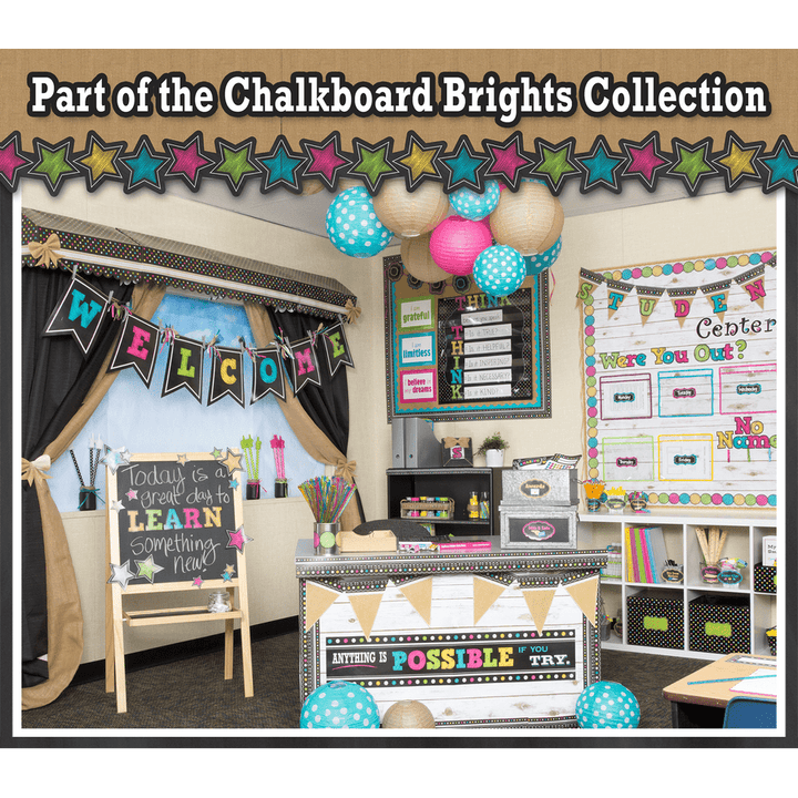Chalkboard Brights Hall Pass Lanyards-Hall Passes-Tools 4 Teaching-Classroom Decor and More