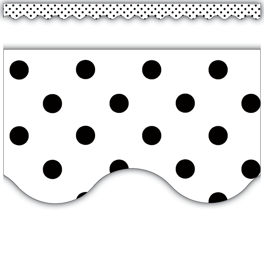 *Scalloped Border Trim: Black Polka Dots on White-Borders-Tools 4 Teaching-Classroom Decor and More
