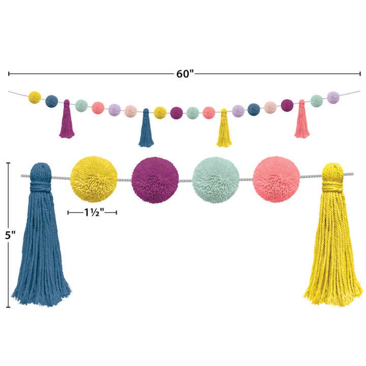 Oh Happy Day Pom-Pom and Tassels Garland-Garland-Tools 4 Teaching-Classroom Decor and More