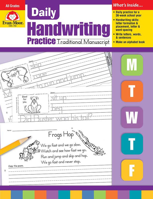 Daily Handwriting Practice: Traditional Manuscript, Grades K-6-Handwriting Books-Tools 4 Teaching-Classroom Decor and More