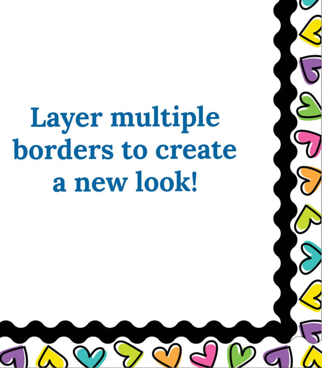 Kind Vibes Doodle Hearts Scalloped Bulletin Board Borders-Tools 4 Teaching-Classroom Decor and More