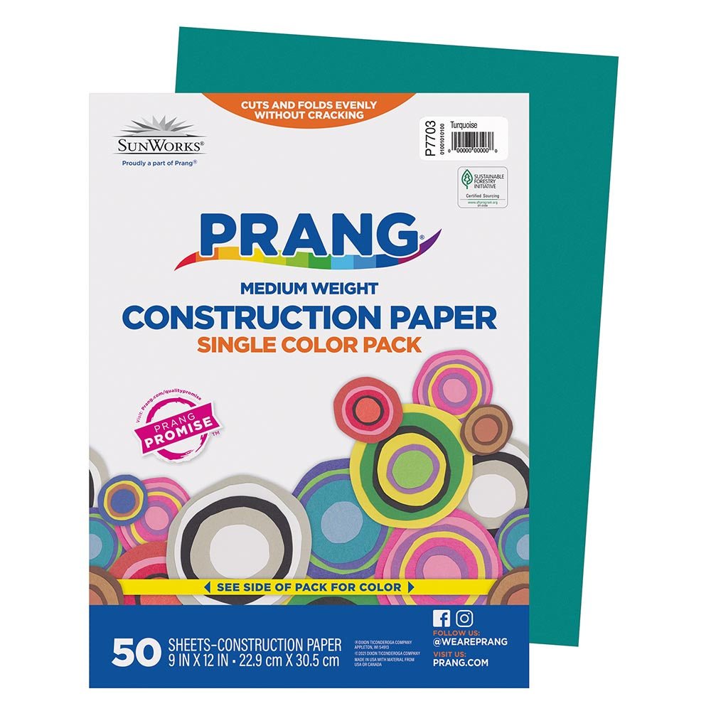 Prang® Construction Paper 9" X 12" Turquoise 50 Sheets-Construction Paper-Tools 4 Teaching-Classroom Decor and More