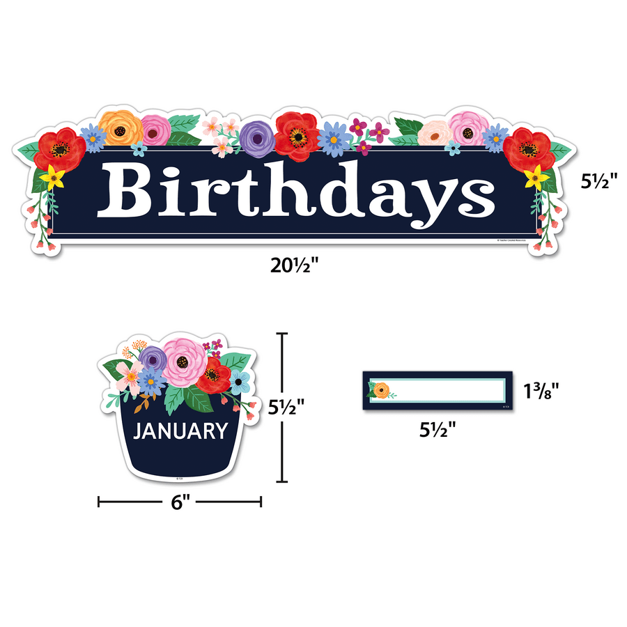 Wildflowers Birthdays Mini Bulletin Board-Birthday-Tools 4 Teaching-Classroom Decor and More