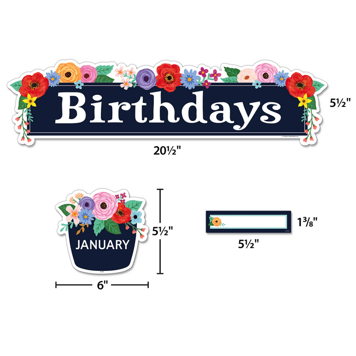 Wildflowers Birthdays Mini Bulletin Board-Birthday-Tools 4 Teaching-Classroom Decor and More