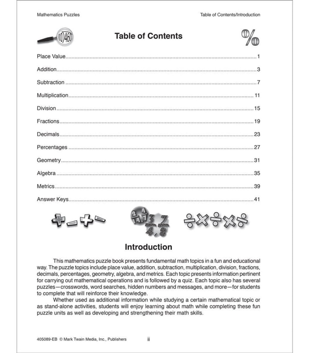Mathematics Puzzles Workbook Grade 4 - 12 Paperback - Tools 4 Teaching