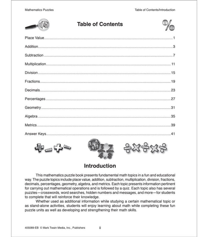Mathematics Puzzles Workbook Grade 4 - 12 Paperback - Tools 4 Teaching