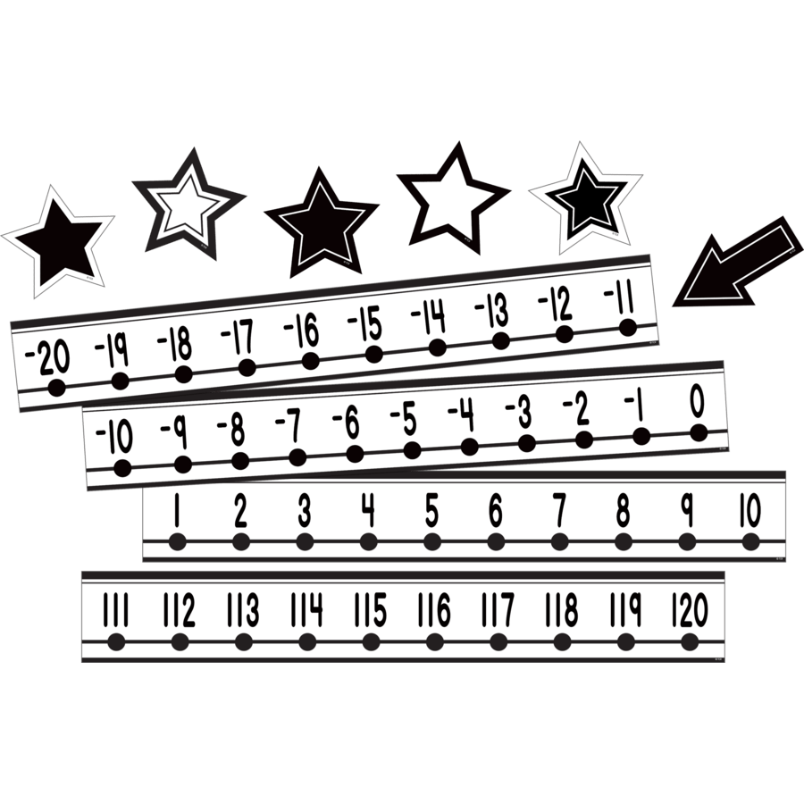 Black and White Number Line (-20 to +120) Mini Bulletin Board-Bulletin Board Sets-Tools 4 Teaching-Classroom Decor and More