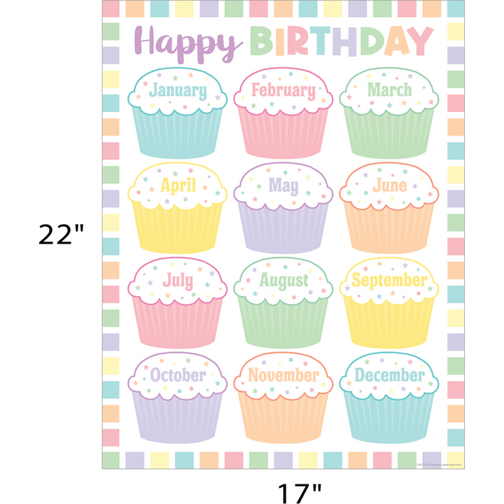 Pastel Pop Happy Birthday Chart-Charts-Tools 4 Teaching-Classroom Decor and More