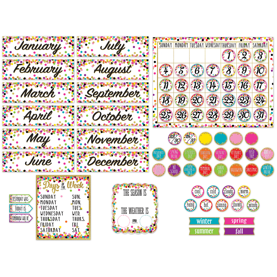 Confetti Calendar Bulletin Board Display-Bulletin Board Sets-Tools 4 Teaching-Classroom Decor and More
