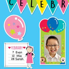 Stick Kids Happy Birthday Mini Bulletin Board-Mini Bulletin Boards-Tools 4 Teaching-Classroom Decor and More