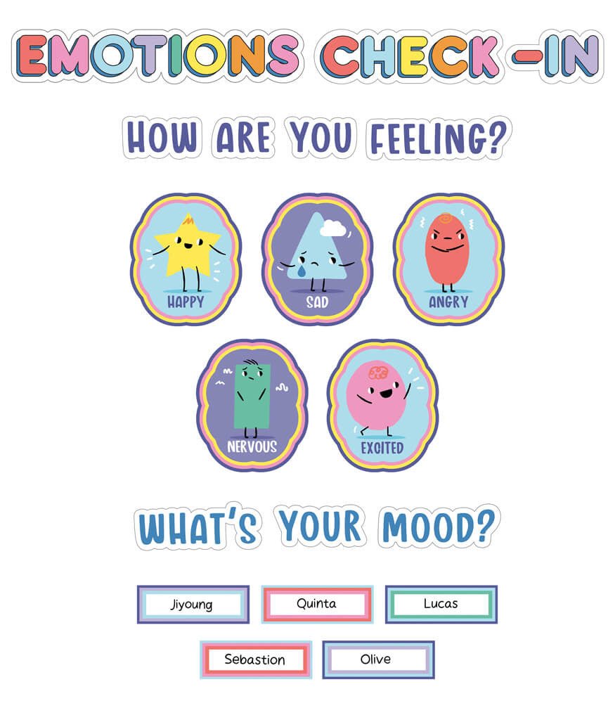 We Stick Together Emotions Check-In Pre-punched Bulletin Board Set Grade PK-2-Bulletin Board Sets-Tools 4 Teaching-Classroom Decor and More