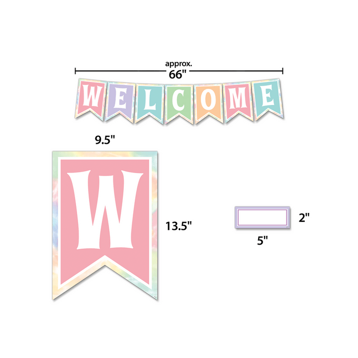 Pastel Pop Pennants Welcome Bulletin Board-Bulletin Board Sets-Tools 4 Teaching-Classroom Decor and More