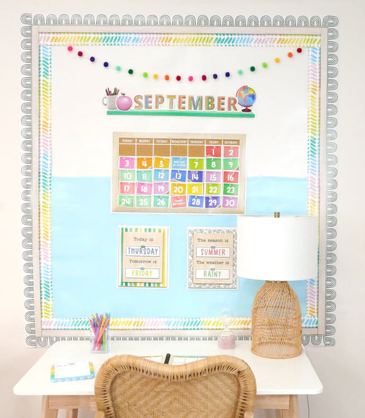 Creatively Inspired Black & White Rainbows Straight Bulletin Board Borders-Borders-Tools 4 Teaching-Classroom Decor and More