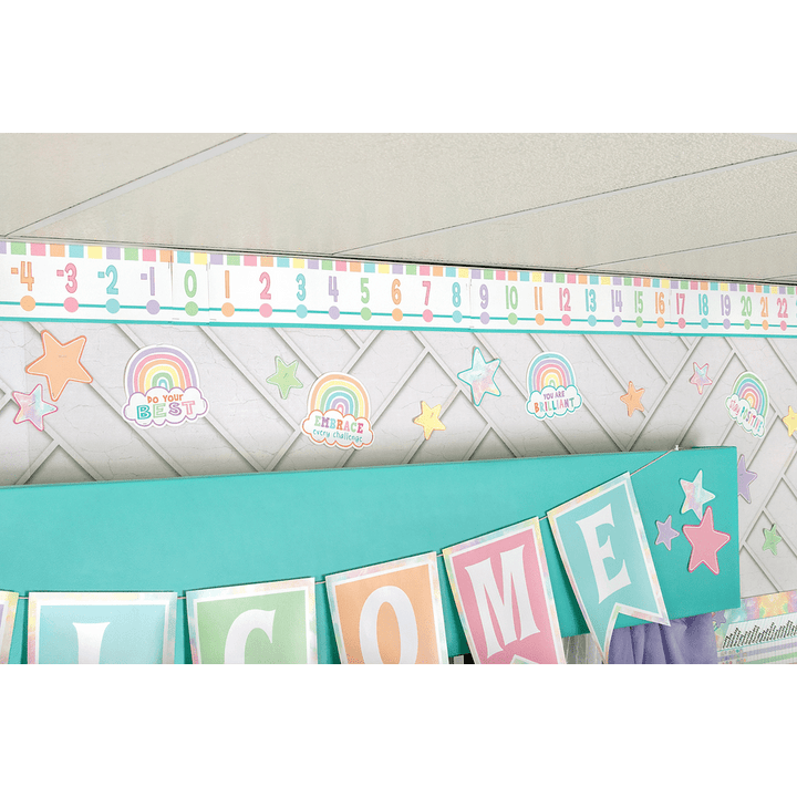 Pastel Pop Number Line (-20 to +120) Bulletin Board-Bulletin Board Sets-Tools 4 Teaching-Classroom Decor and More