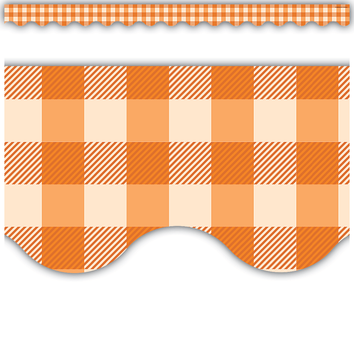 Orange Gingham Scalloped Border Trim-Borders-Tools 4 Teaching-Classroom Decor and More