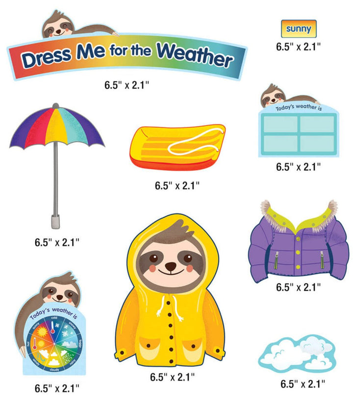 Sloth Dress Me for the Weather Bulletin Board Set Grade PK-2-Bulletin Board Sets-Tools 4 Teaching-Classroom Decor and More