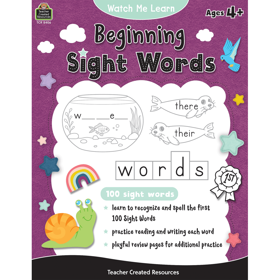 Watch Me Learn: Beginning Sight Words-Subjects - Reading - Reading Books-Tools 4 Teaching-Classroom Decor and More