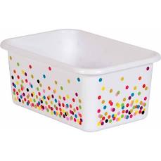 Small Plastic Storage Bin: Patterned White Confetti-Organization-Tools 4 Teaching-Classroom Decor and More