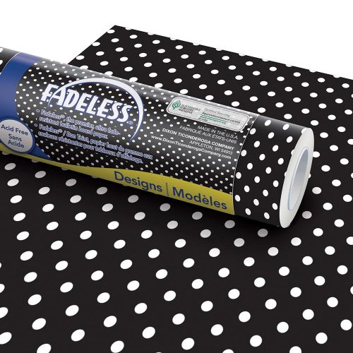 Fadeless® Bulletin Board Art Paper 48" X 12' - Classic Dots-Black-Bulletin Board Paper - Fadeless-Tools 4 Teaching-Classroom Decor and More