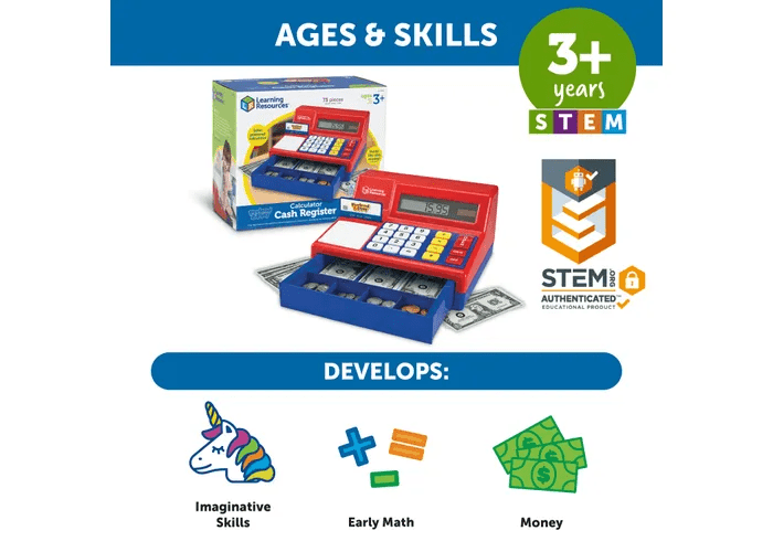 Pretend & Play® Calculator Cash Register-Time & Money-Tools 4 Teaching-Classroom Decor and More