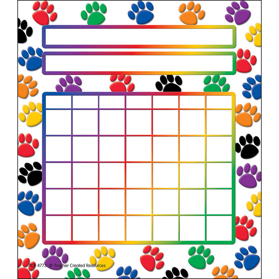 Colorful Paw Prints Incentive Charts-Incentive Charts-Tools 4 Teaching-Classroom Decor and More