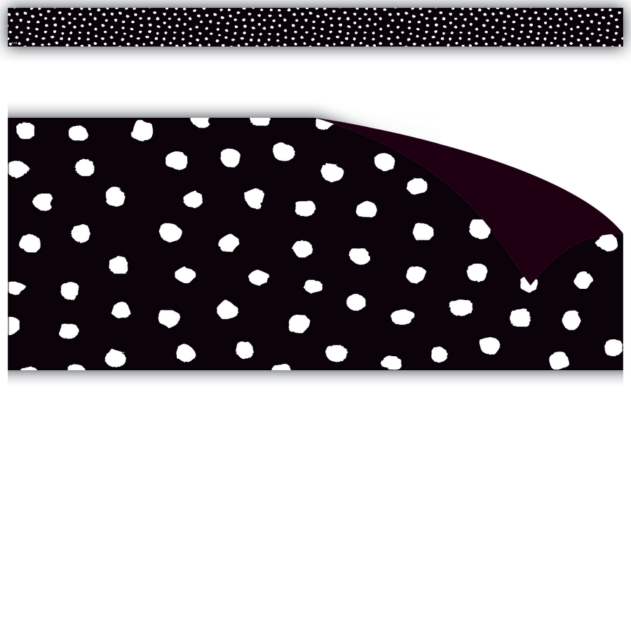 White Painted Dots on Black Magnetic Border-Magnetic-Tools 4 Teaching-Classroom Decor and More
