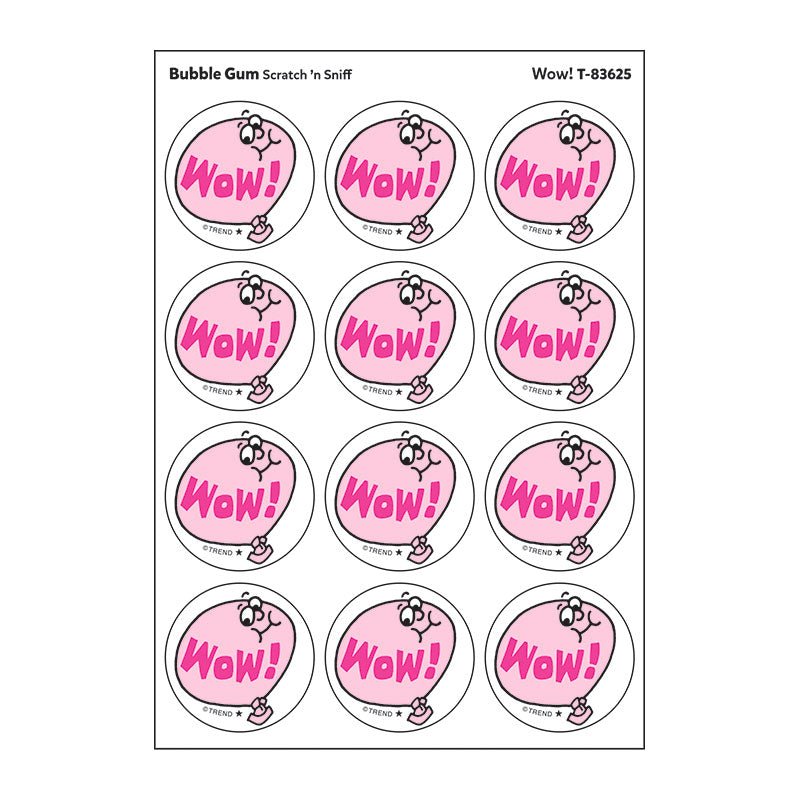 Wow!, Bubble Gum scent Retro Scratch 'n Sniff Stinky Stickers®-Stickers-Tools 4 Teaching-Classroom Decor and More