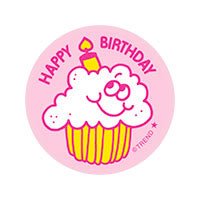 Happy Birthday, Whipped Cream scent Retro Scratch 'n Sniff Stinky Stickers®-Stickers-Tools 4 Teaching-Classroom Decor and More