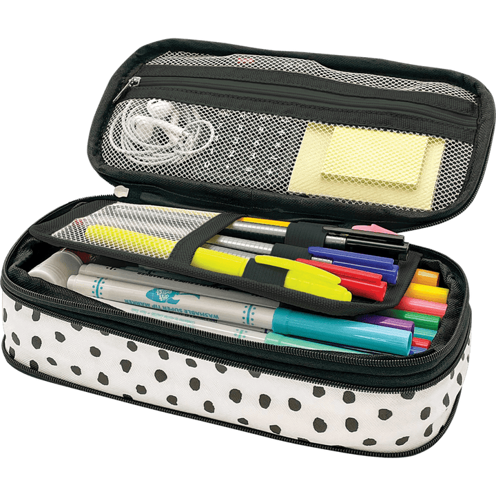 Pencil Case: Black Painted Dots on White-Office Supplies-Tools 4 Teaching-Classroom Decor and More