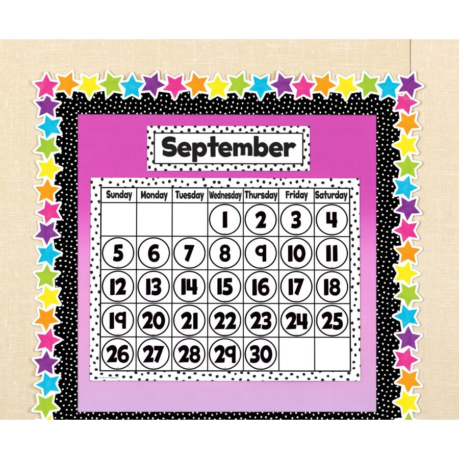 Black Painted Dots on White Calendar Chart-Calendars-Tools 4 Teaching-Classroom Decor and More