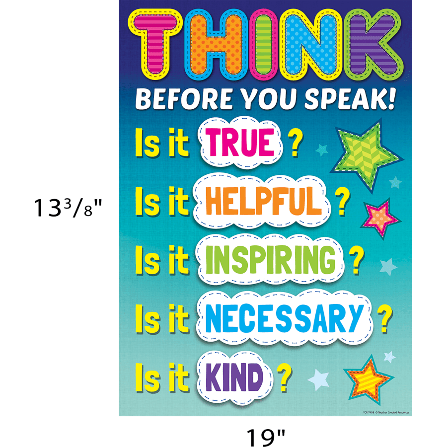 Think Before You Speak Positive Poster-Posters-Tools 4 Teaching-Classroom Decor and More