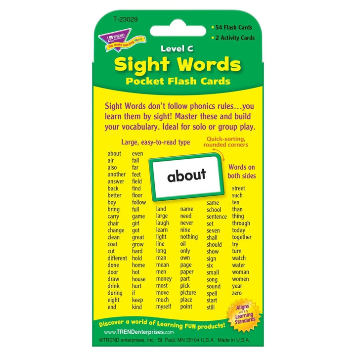 Sight Words – Level C Pocket Flash Cards-Flashcards-Tools 4 Teaching-Classroom Decor and More