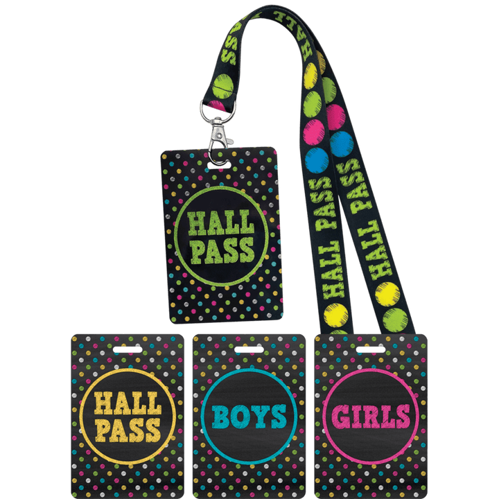 Chalkboard Brights Hall Pass Lanyards-Hall Passes-Tools 4 Teaching-Classroom Decor and More