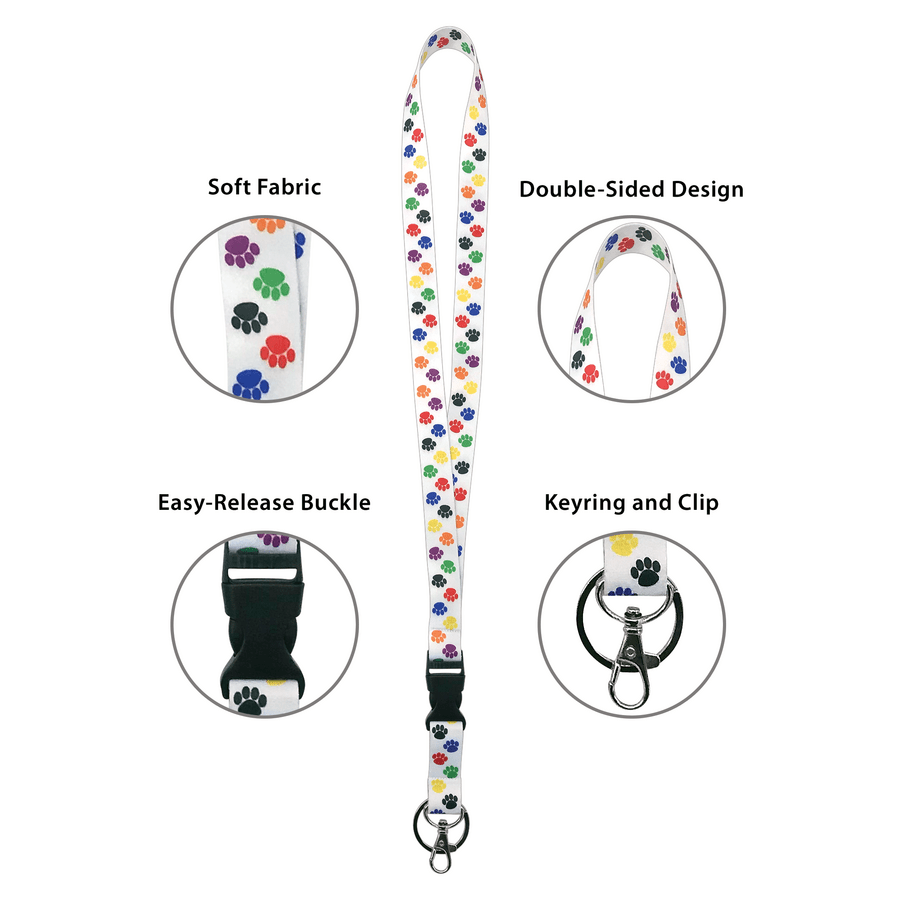Colorful Paw Prints Lanyard-Badges-Tools 4 Teaching-Classroom Decor and More