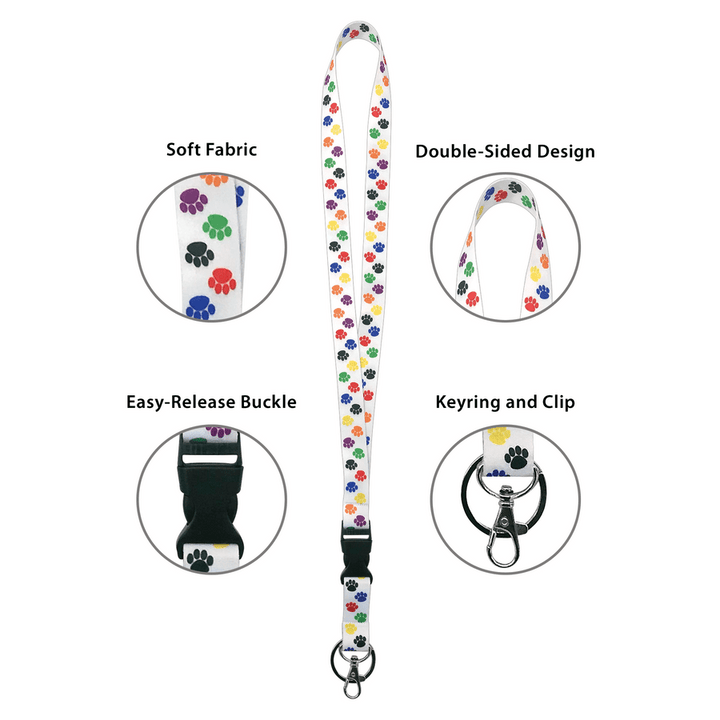 Colorful Paw Prints Lanyard-Badges-Tools 4 Teaching-Classroom Decor and More