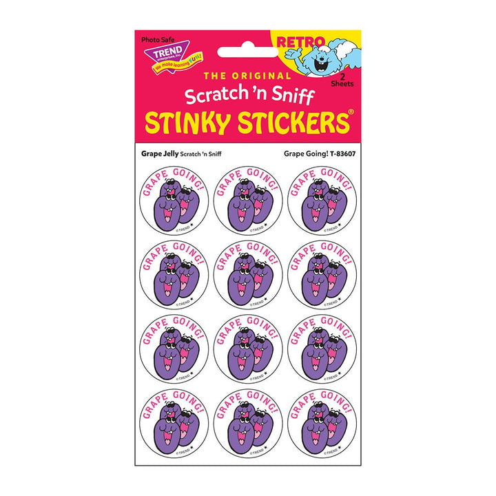 Grape Going!, Grape Jelly scent Retro Scratch 'n Sniff Stinky Stickers®-Stickers-Tools 4 Teaching-Classroom Decor and More