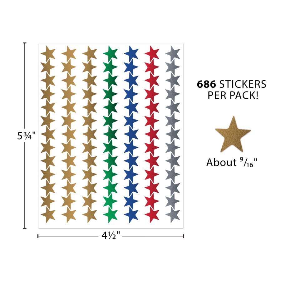Assorted Foil Stars Stickers Valu-Pak-Stickers-Tools 4 Teaching-Classroom Decor and More